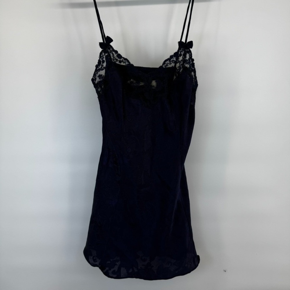 Vintage Victoria's Secret Purple Lace Slip Cami Dress Nightie M Spaghetti Strap